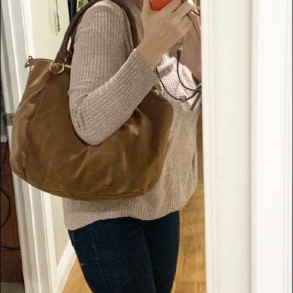 J. Crew Handbags - J. Crew Suede Large Tote Satchel Unisex Bag